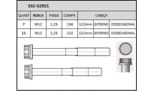 Parafuso do Cabecote Motor Kia Besta Gs 2.7 8v. 98/.. Diesel J2 Sohc 2665Cc / Kia Bongo 2.7 8v. 95/.. K2700 Diesel J2 Sohc / Kia Besta Gs 3.0 8v. 99/.. Sohc Jta Diesel