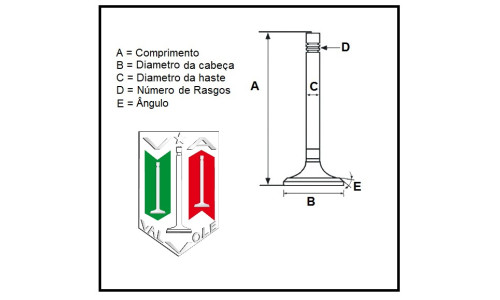 VÁLVULA DE ADMISSÃO STD P/MOTOR VECTRA 2.0 16V. 7MM