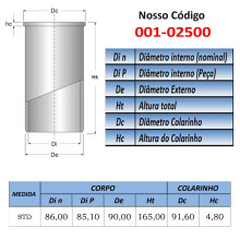 CAMISA DE CILINDRO 86mm STD: KIA HW 2.2 8v. BESTA P/ BLOCO NÃO ENCAMISADO
