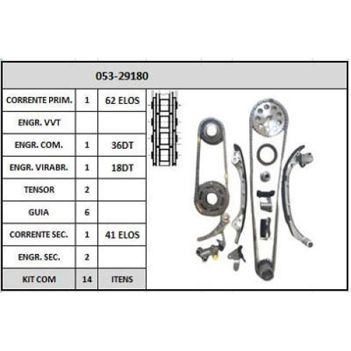 Kit Corrente Da Distribuicao Motor Toyota Hilux 2.7 16v. 05/10 2Tr-Fe Gas. 