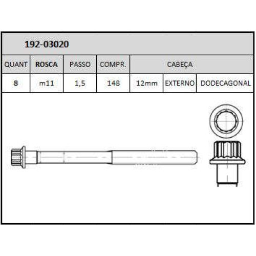 Parafuso do Cabecote Motor Hyundai 2.5 24v. G6Bv Sonata 98/01 / 2.7 24v. V-6 G6Ba/ G6Ea Gas. Dohc Tucson 04/11 / Sportage 04/.. / Santa Fe 01/12 / Sonata 01/05
